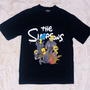 BALENCIAGA Black The Simpsons S&M Oversized Short Sleeve T-shirt Top Size XS